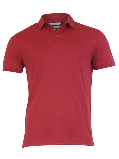 Calvin Klein Mens Liquid Touch Cotton Polo (Raspberry .